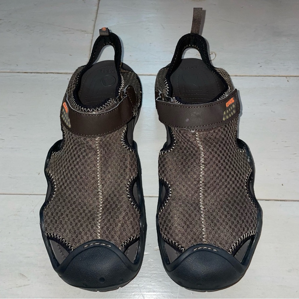CROCS Brown Men’s Swiftwater Shoes Mesh Flexible Supportive Hiking Active Sz 12 - Picture 2 of 11